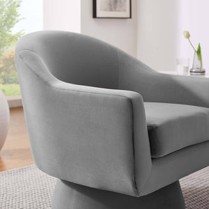 Celeste Velvet Fabric and Wood Swivel Chair - Elite Maison