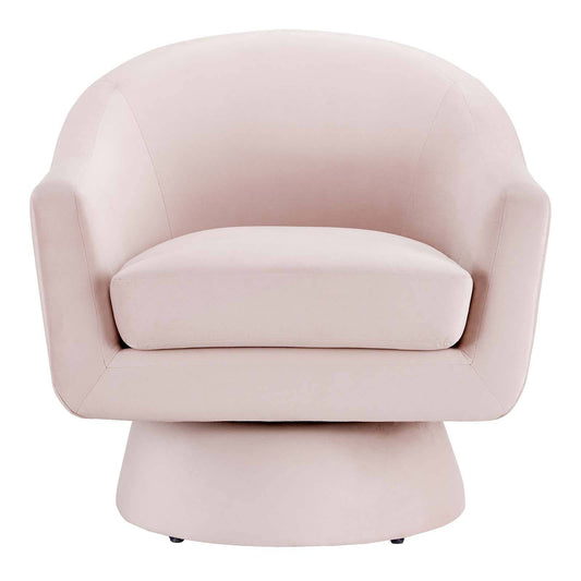 Celeste Velvet Fabric and Wood Swivel Chair - Elite Maison