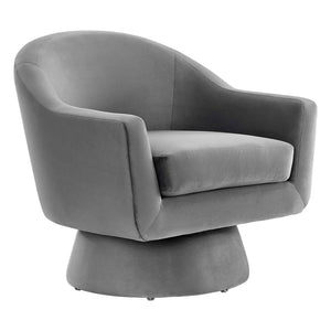 Celeste Velvet Fabric and Wood Swivel Chair - Elite Maison