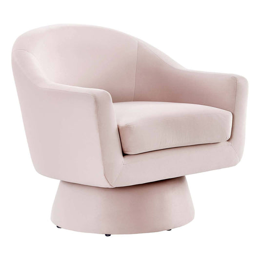 Celeste Velvet Fabric and Wood Swivel Chair - Elite Maison
