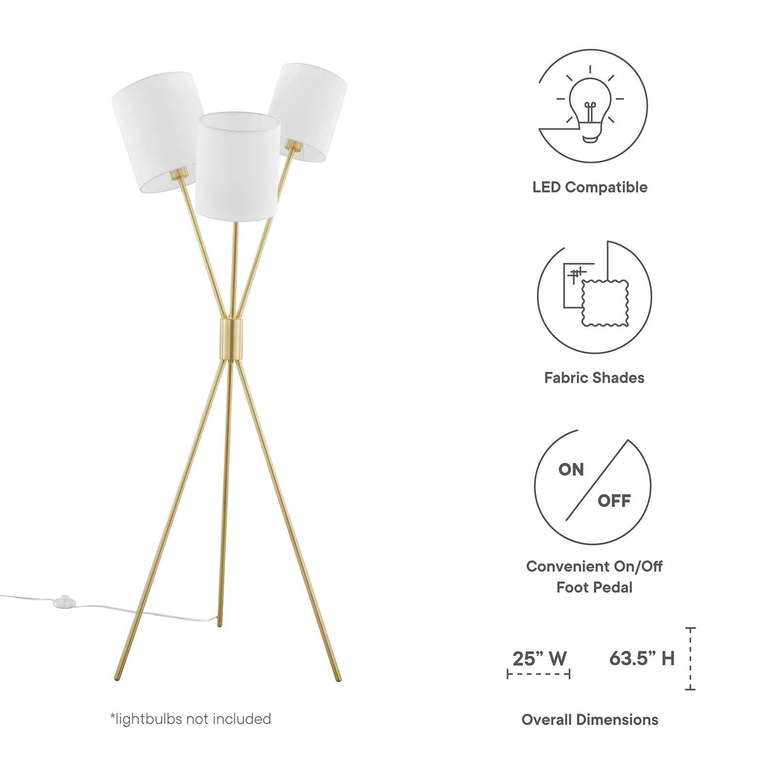 Alexa 3-Light Floor Lamp - Elite Maison