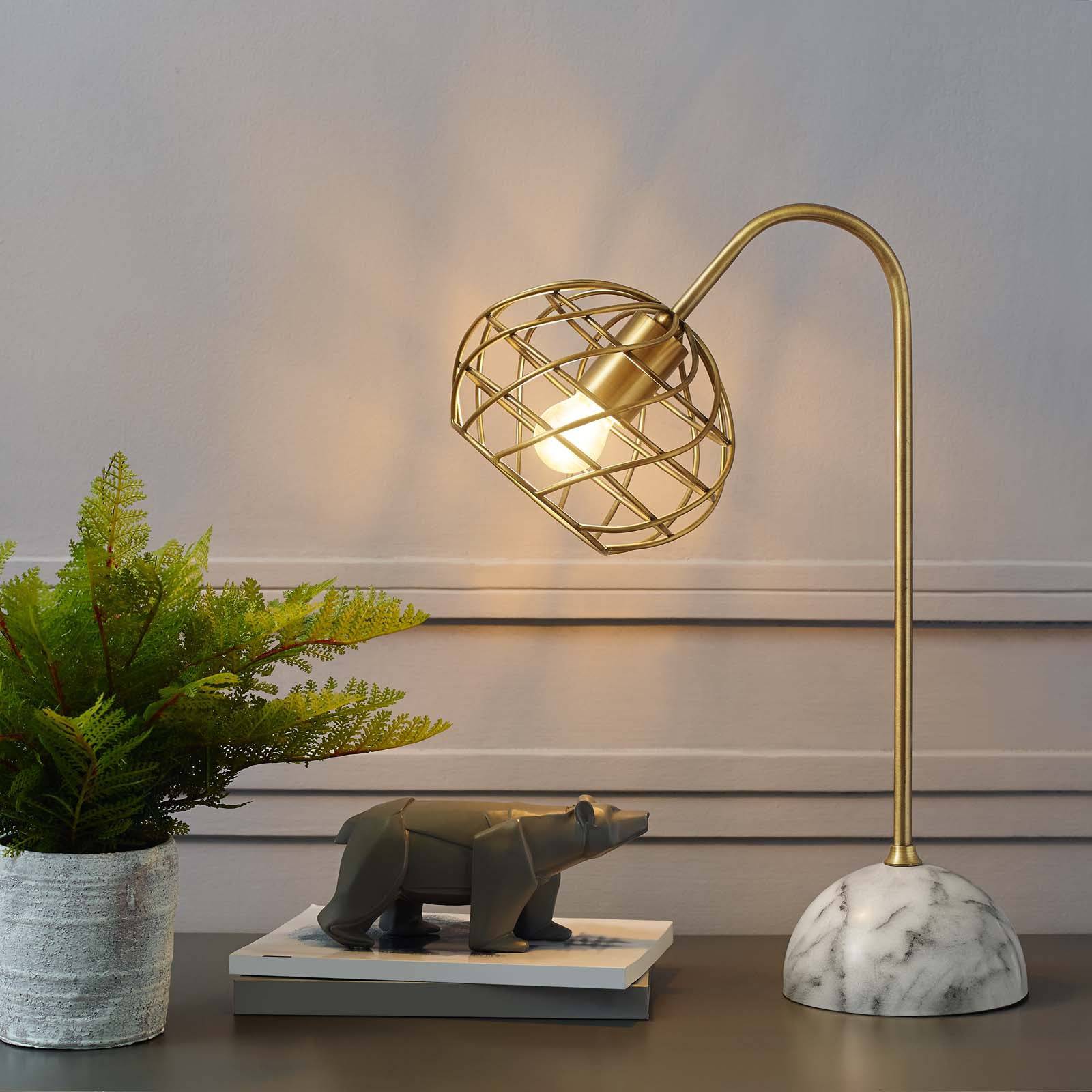 Salient Brass and Faux White Marble Table Lamp - Elite Maison