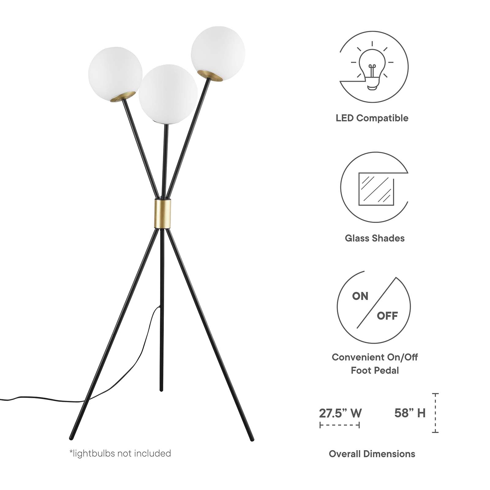 Vera 3-Light Floor Lamp - Elite Maison