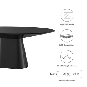 Donatella Oval Dining Table In Black - Elite Maison