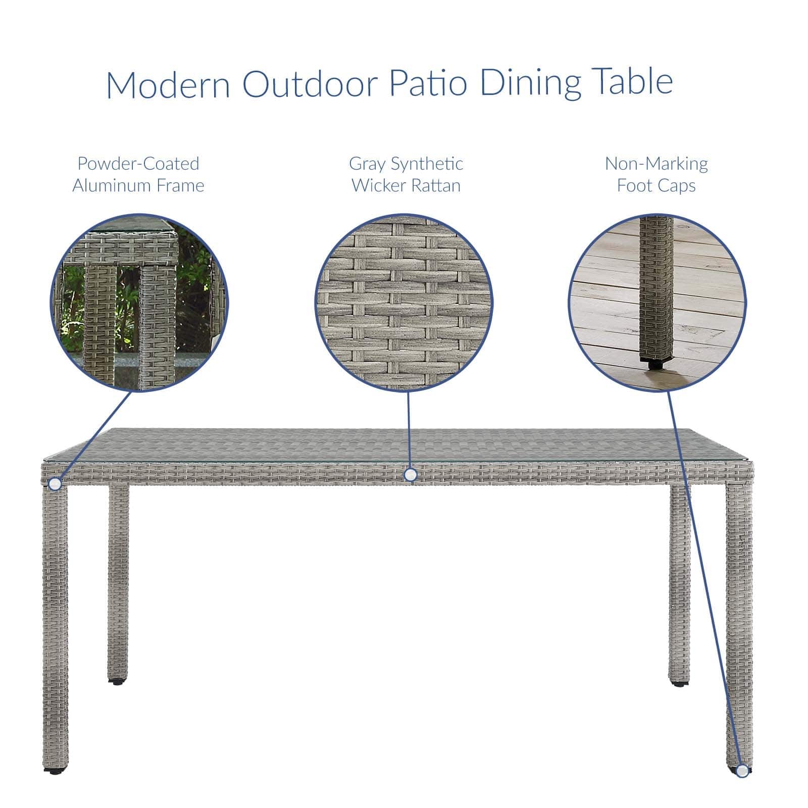 Paris Outdoor Patio Wicker Rattan Dining Table - Elite Maison