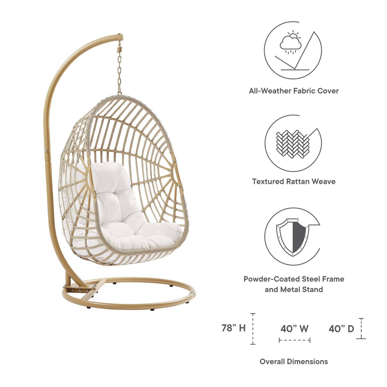 Amalie Wicker Rattan Outdoor Patio Rattan Swing Chair - Elite Maison