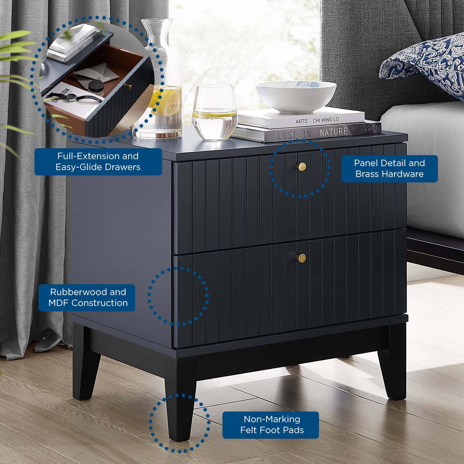 Lorient  2-Drawer Nightstand - Elite Maison