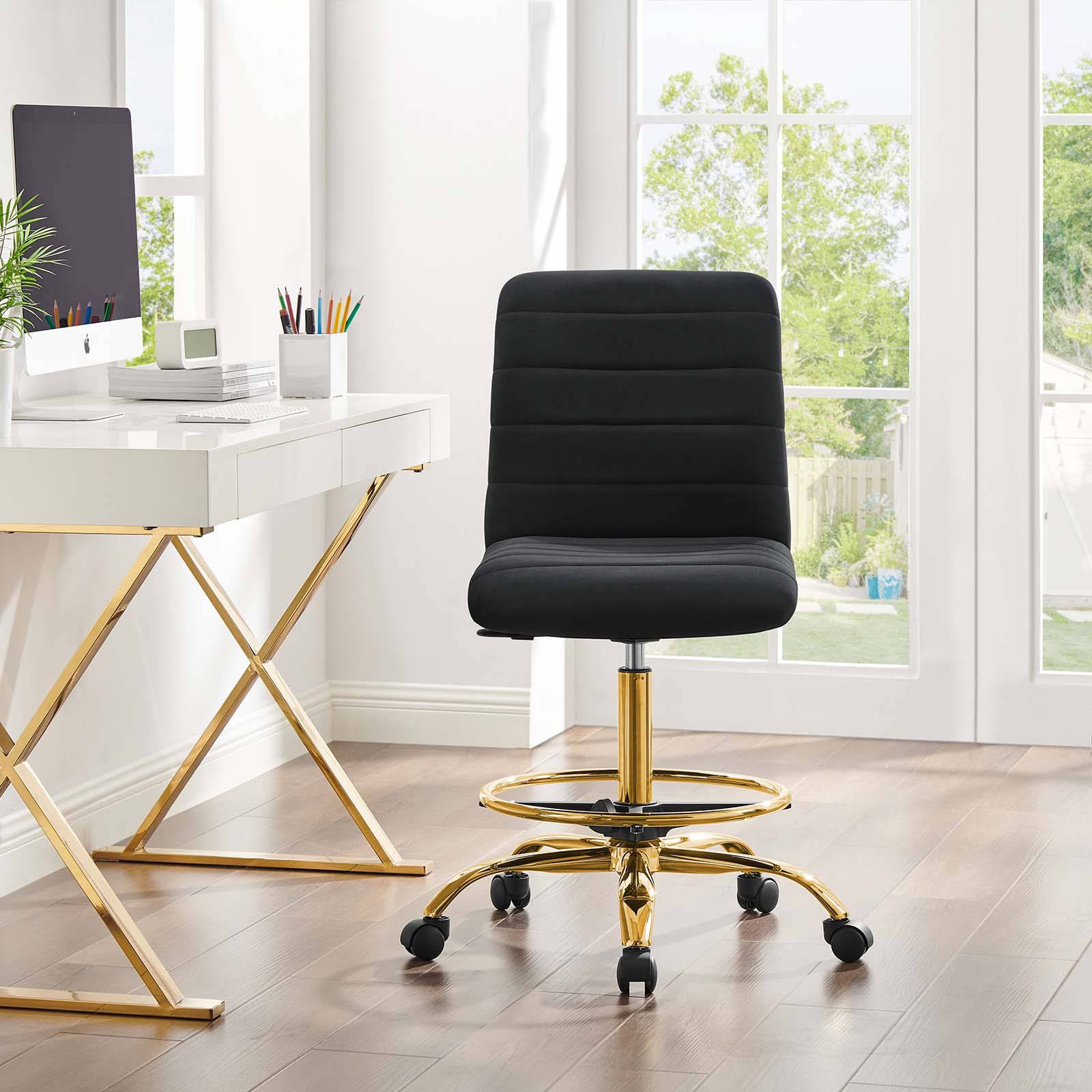 Amelie Armless Velvet Office Chair - Elite Maison