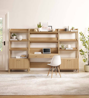 Aubrey Wood Office Desk and Bookshelf - Elite Maison