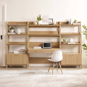 Aubrey Wood Office Desk and Bookshelf - Elite Maison