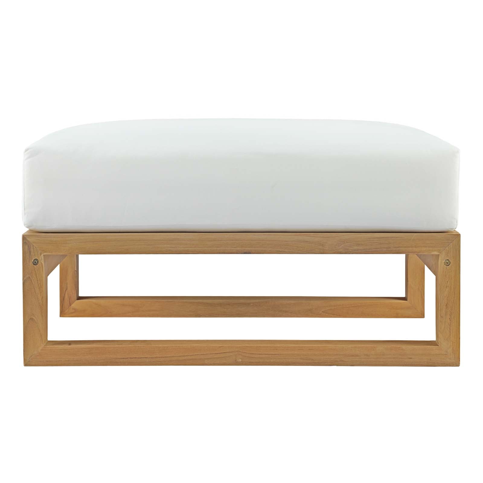 Le Mans Outdoor Patio Teak Ottoman - Elite Maison