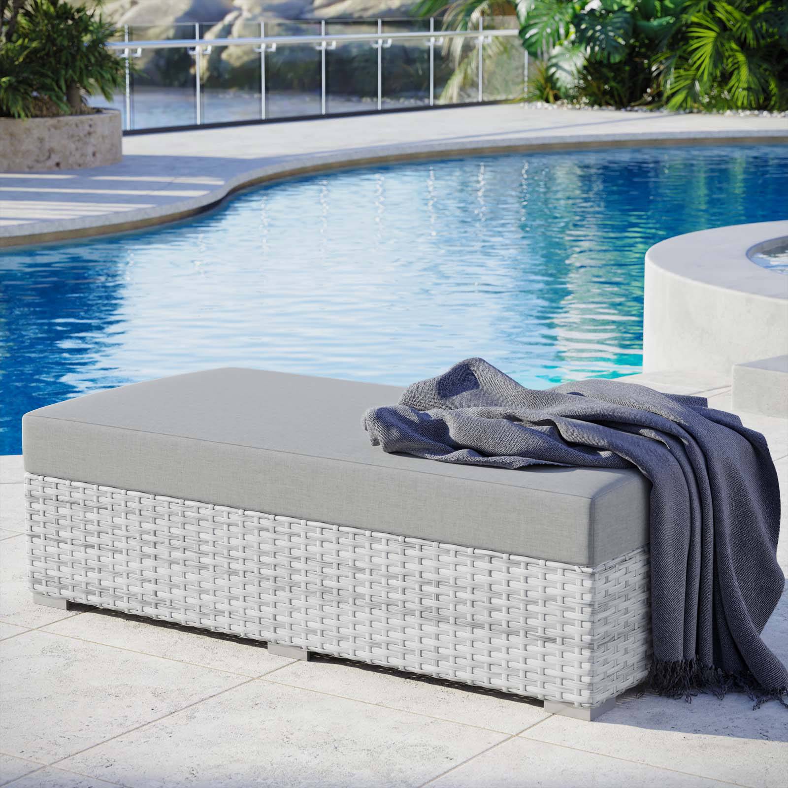 Lyon Outdoor Patio Rectangular Ottoman - Elite Maison