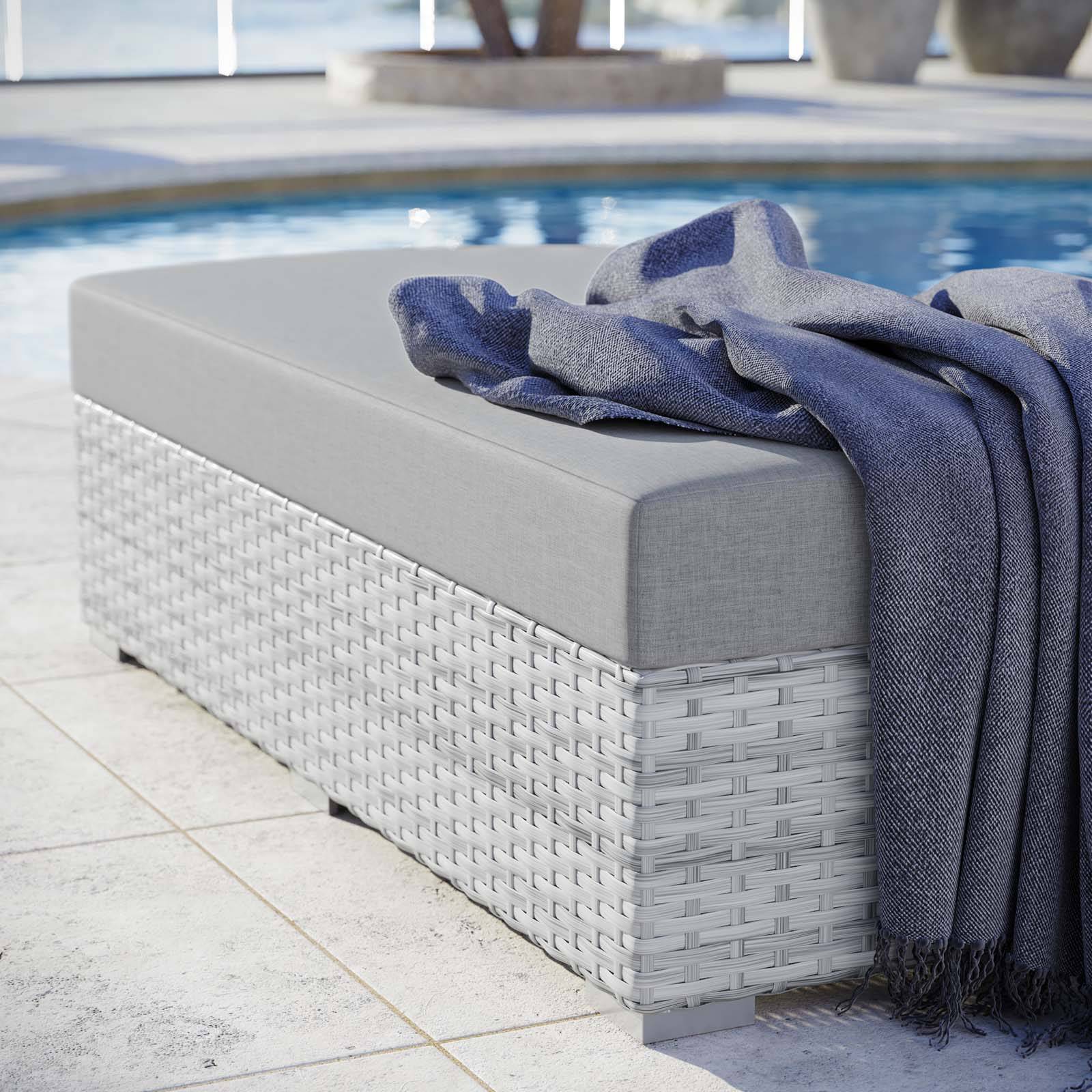 Lyon Outdoor Patio Rectangular Ottoman - Elite Maison