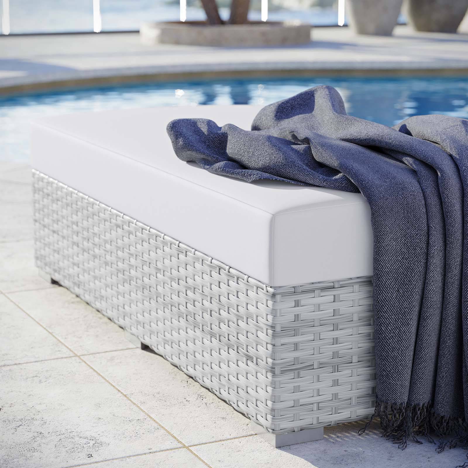 Lyon Outdoor Patio Rectangular Ottoman - Elite Maison