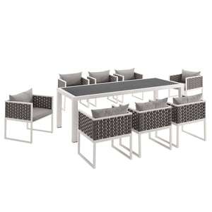 Massy 9 Piece Outdoor Patio Aluminum Dining Set - Elite Maison