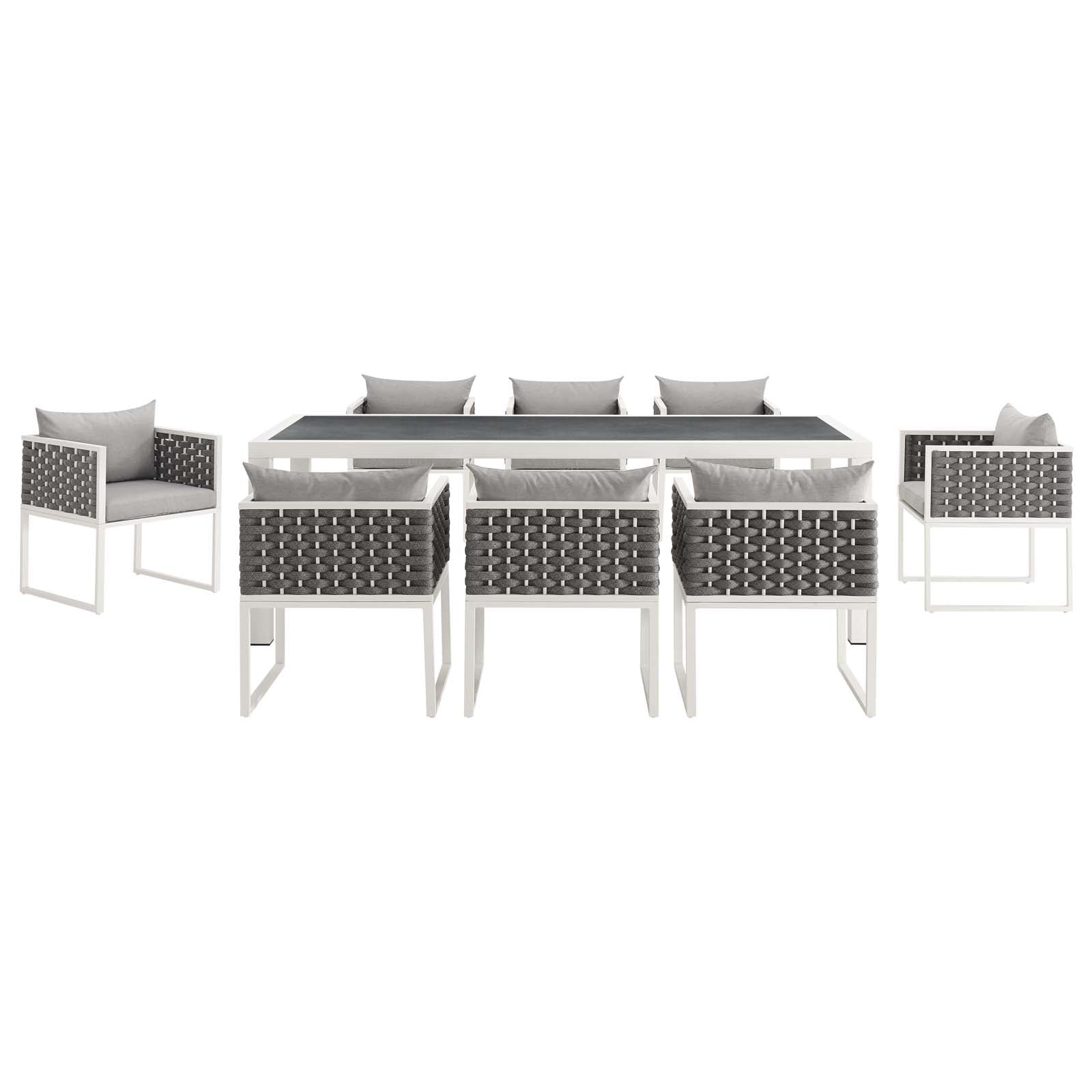 Massy 9 Piece Outdoor Patio Aluminum Dining Set - Elite Maison