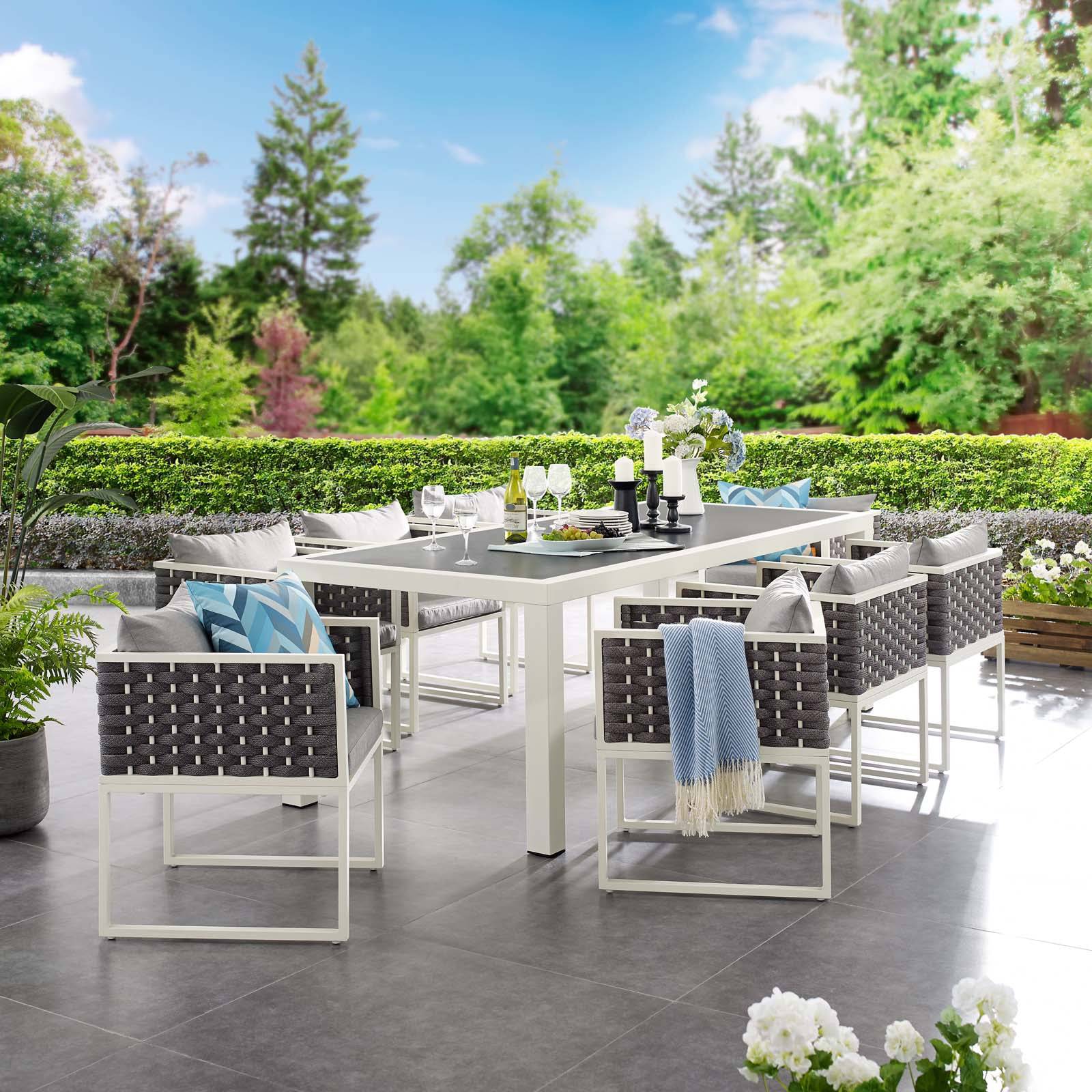Massy 9 Piece Outdoor Patio Aluminum Dining Set - Elite Maison