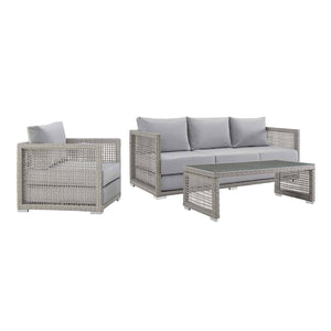 Aura 3 Piece Outdoor Patio Wicker Rattan Set - Elite Maison