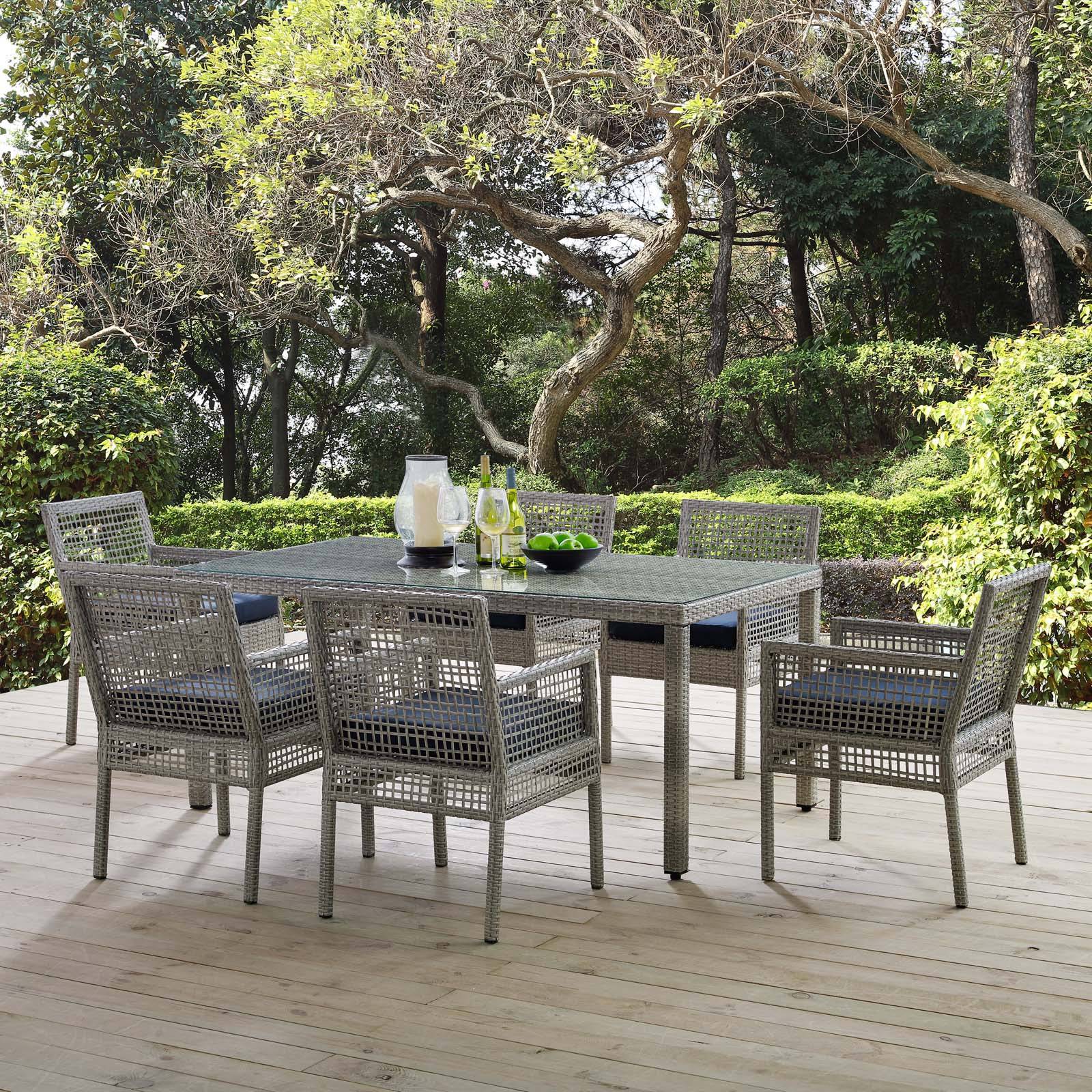 Paris 7 Piece Outdoor Patio Wicker Rattan Set - Elite Maison