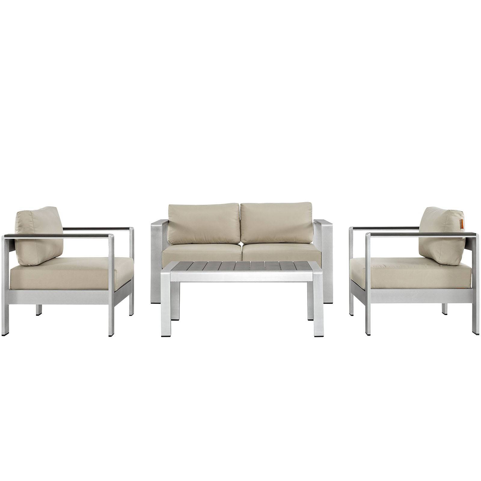 Shore 4 Piece Outdoor Patio Aluminum Sectional Sofa Set - Elite Maison