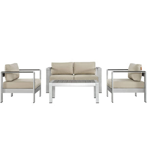 Shore 4 Piece Outdoor Patio Aluminum Sectional Sofa Set - Elite Maison