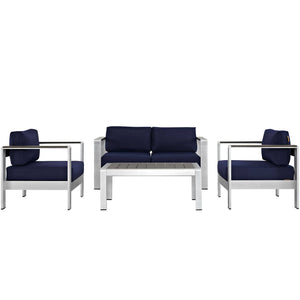 Shore 4 Piece Outdoor Patio Aluminum Sectional Sofa Set - Elite Maison