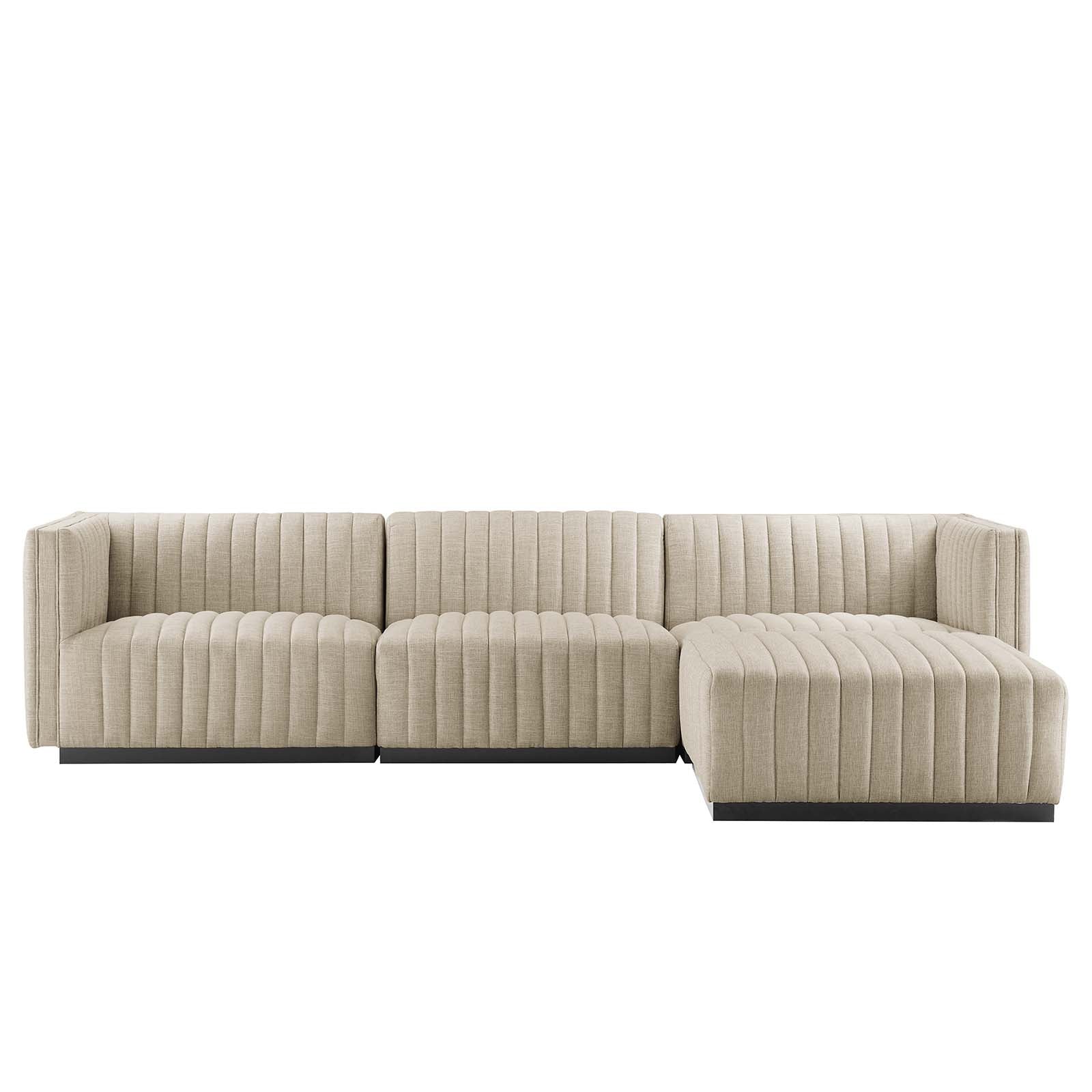 Carla Channel Tufted Upholstered Fabric 4-Piece Sectional Sofa - Elite Maison