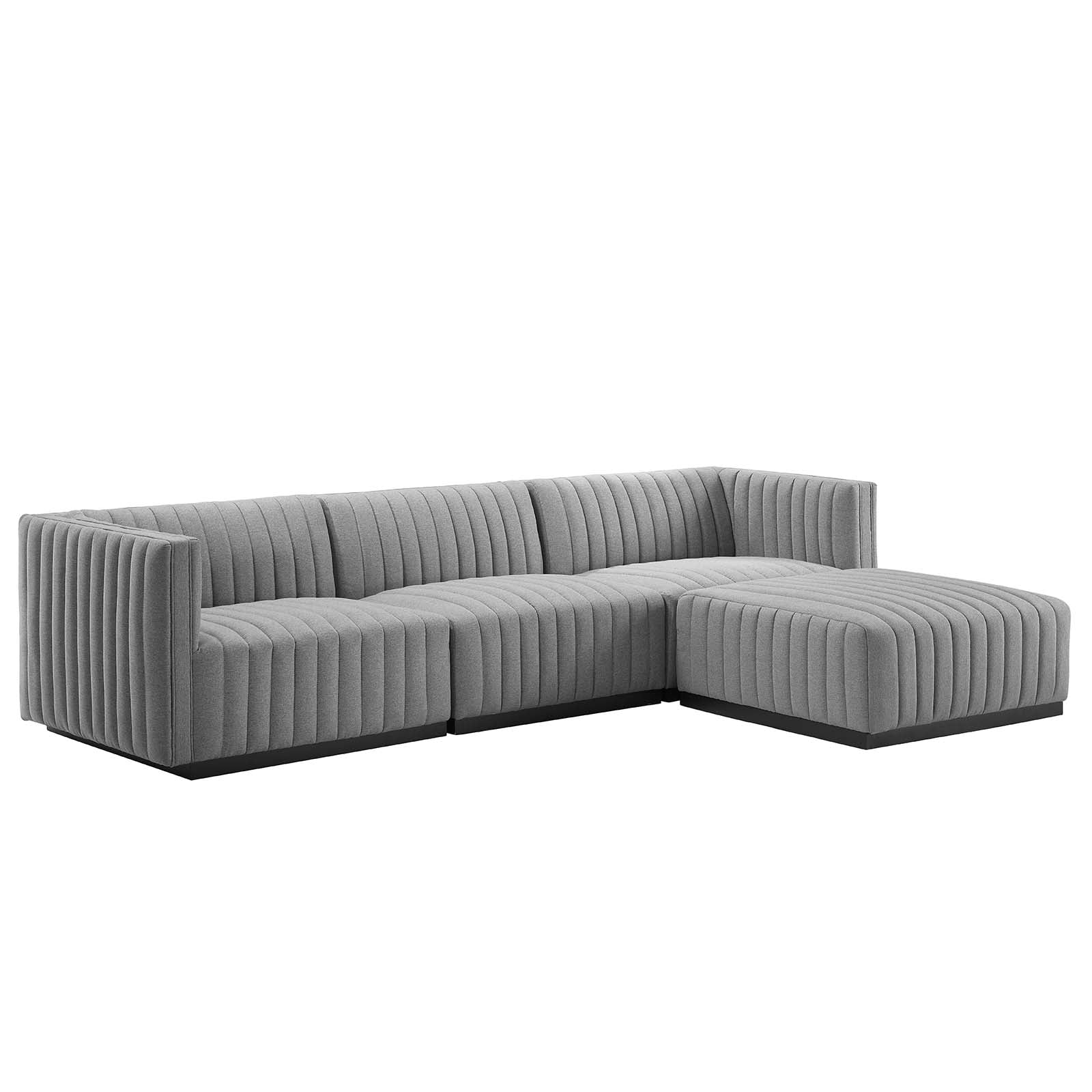 Carla Channel Tufted Upholstered Fabric 4-Piece Sectional Sofa - Elite Maison