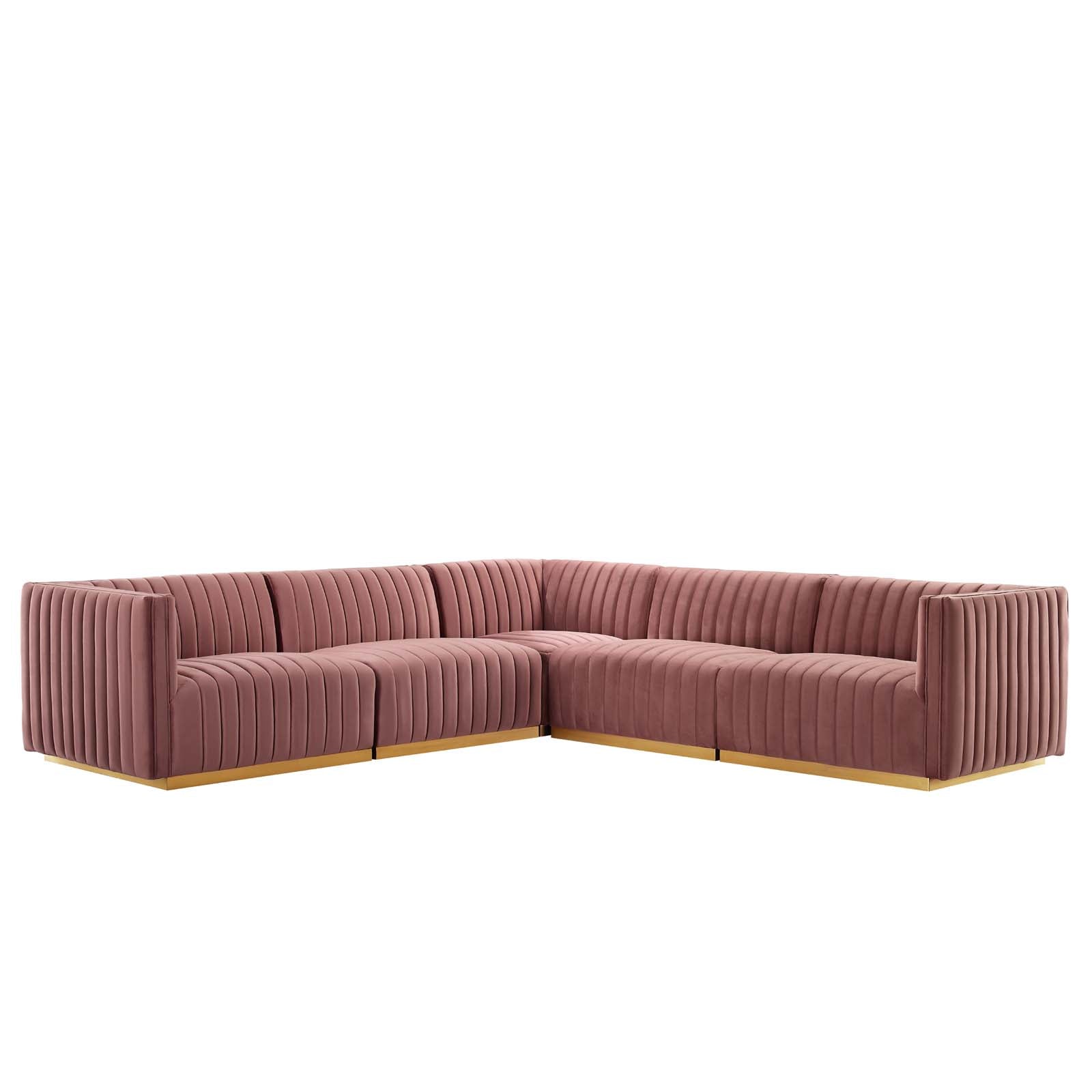 Carla Channel Tufted Performance Velvet Sectional - Elite Maison