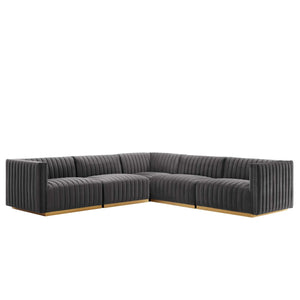 Carla Channel Tufted Performance Velvet Sectional - Elite Maison