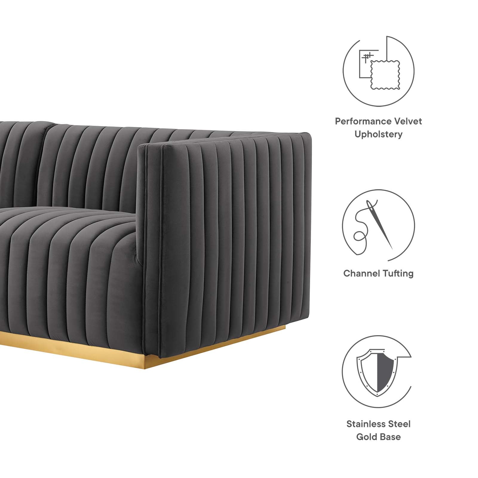 Carla Channel Tufted Performance Velvet Sectional - Elite Maison