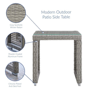 Paris Outdoor Patio Wicker Rattan Side Table - Elite Maison
