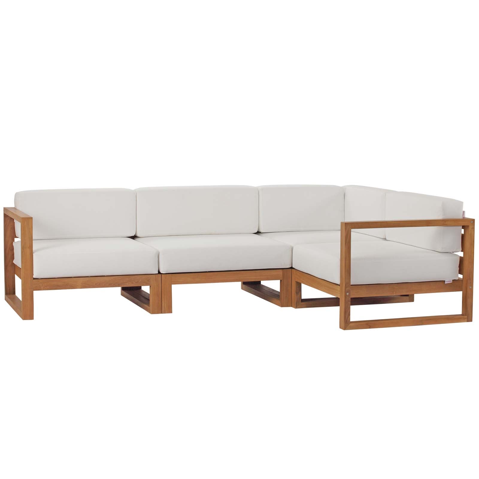 Le Mans Outdoor Patio Teak Wood 4-Piece Sectional Sofa Set - Elite Maison