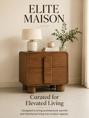 Caen Honey 2-Drawer Nightstand | Architectural Honey Wood Bedside Anchor