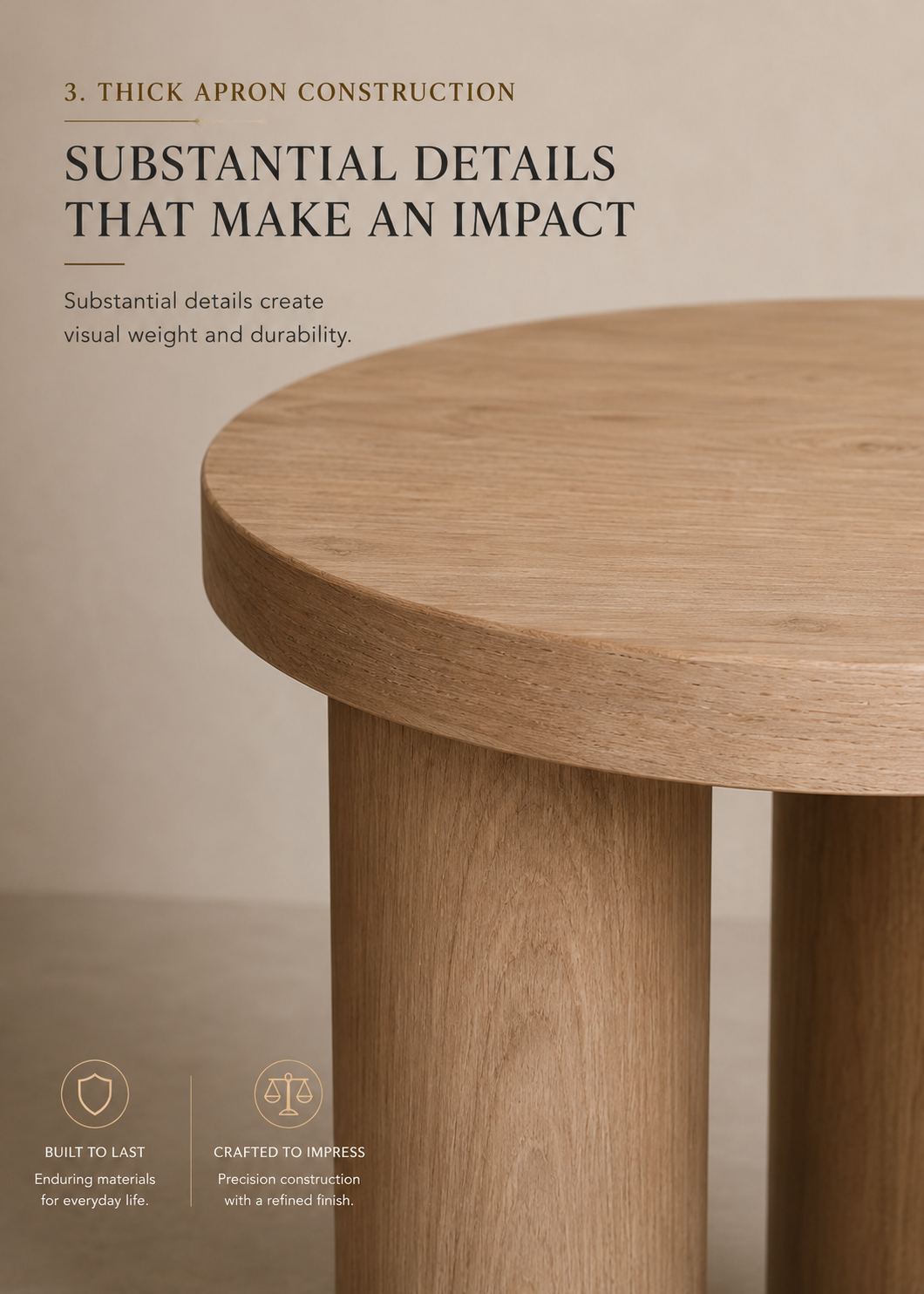 Niort Rune 16" Round Side Table | Natural Solid Mango Wood & Rolled Leg Base