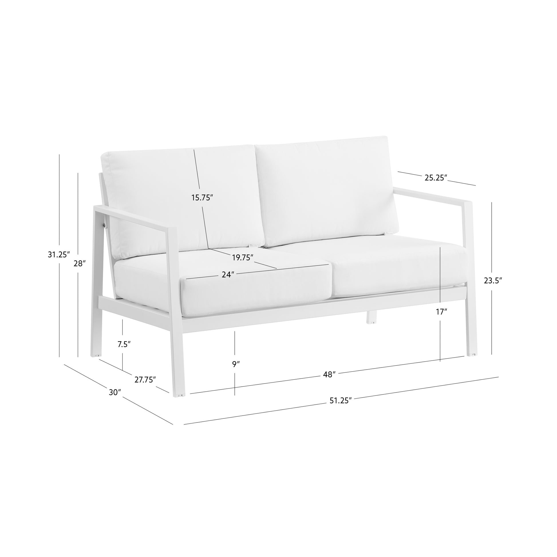 Alora Aluminum Natural Loveseat