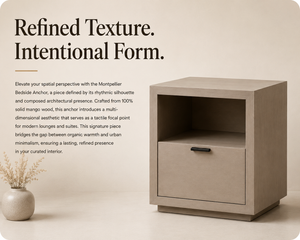Montpellier Nightstand | Architectural Solid Mango Wood & Natural Artisan Finish