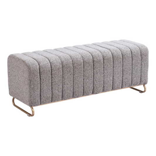 Stone gray Pender Bench by Zuo, a stylish ottoman with a modern design and cushioned top for versatile seating.