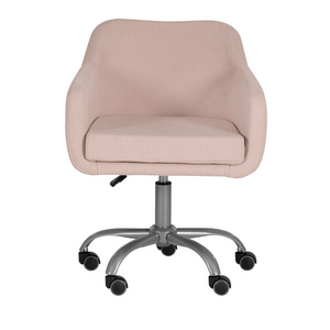 Pink office chair with a ribbed texture on a white background