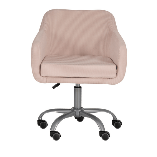 Pink office chair with a ribbed texture on a white background
