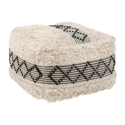 Beige and black Pisco Ottoman by Zuo, showcasing modern design with flexible comfort and architectural style.