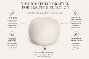 Bourges Wool Round Pouf | Hand-Dyed Natural Fiber Ottoman & Floor Seating