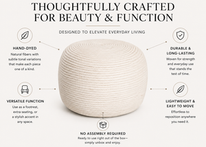 Bourges Wool Round Pouf | Hand-Dyed Natural Fiber Ottoman & Floor Seating