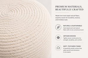 Bourges Wool Round Pouf | Hand-Dyed Natural Fiber Ottoman & Floor Seating