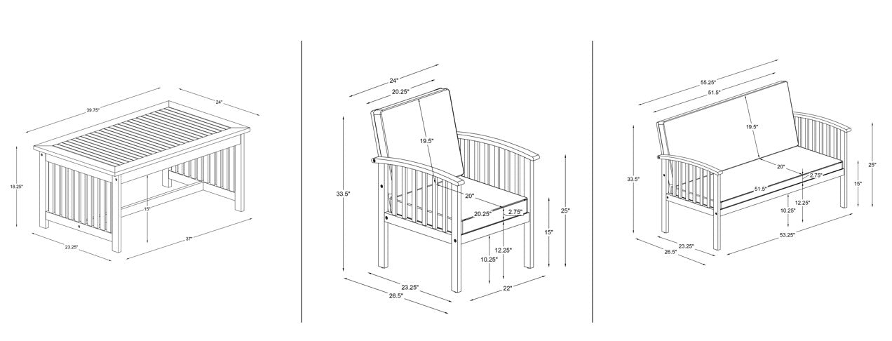 Kailani 4Pc Outdoor Chat Set