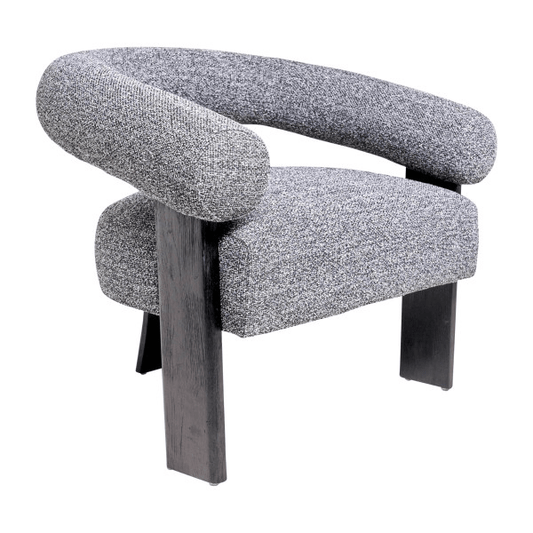 Curved-Back-Wishbone Chair With Black Legs - Gray - Elite Maison