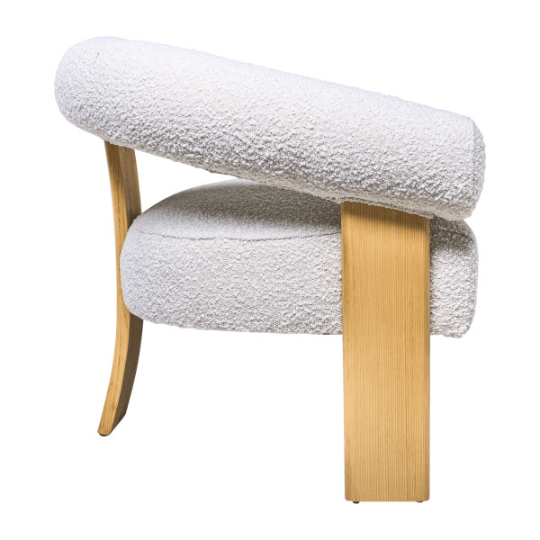 Curved Back Wishbonechair with Brown Oak Legs - Ivory - Elite Maison