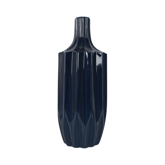 Ceramic 13 Inch Fluted Vase - Elite Maison