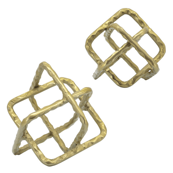 Gold 8 Inches Metal Square Orbs - Elite Maison