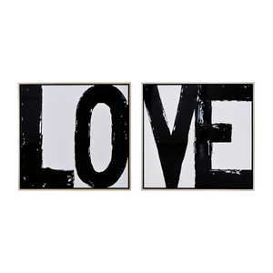 95x47, S/2 Hand Painted Love Frame, Black - Elite Maison